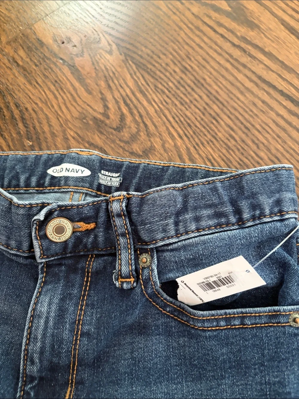 NWT Old Navy kids Dark Blue Straight Jeans sz12 adjustable waist